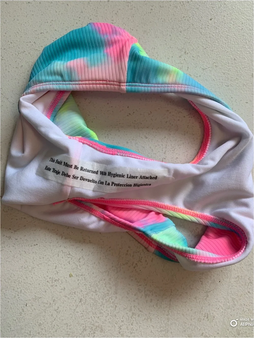 Cat & Jack Girl’s 2-Piece Rashguard Bikini Set Size XL NWT Pink Blue Tie-Dye
